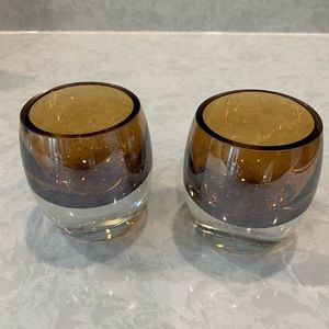 Mikasa Amber Colored Votive Candle Holders (set of two)